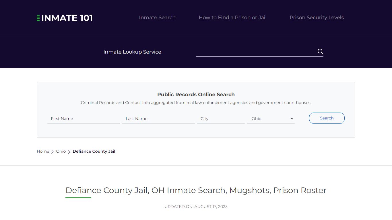 Defiance County Jail, OH Inmate Search, Mugshots, Prison Roster